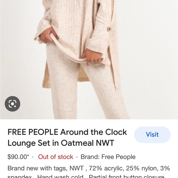 Free People around the clock set in Oatmeal - Picture 3 of 4